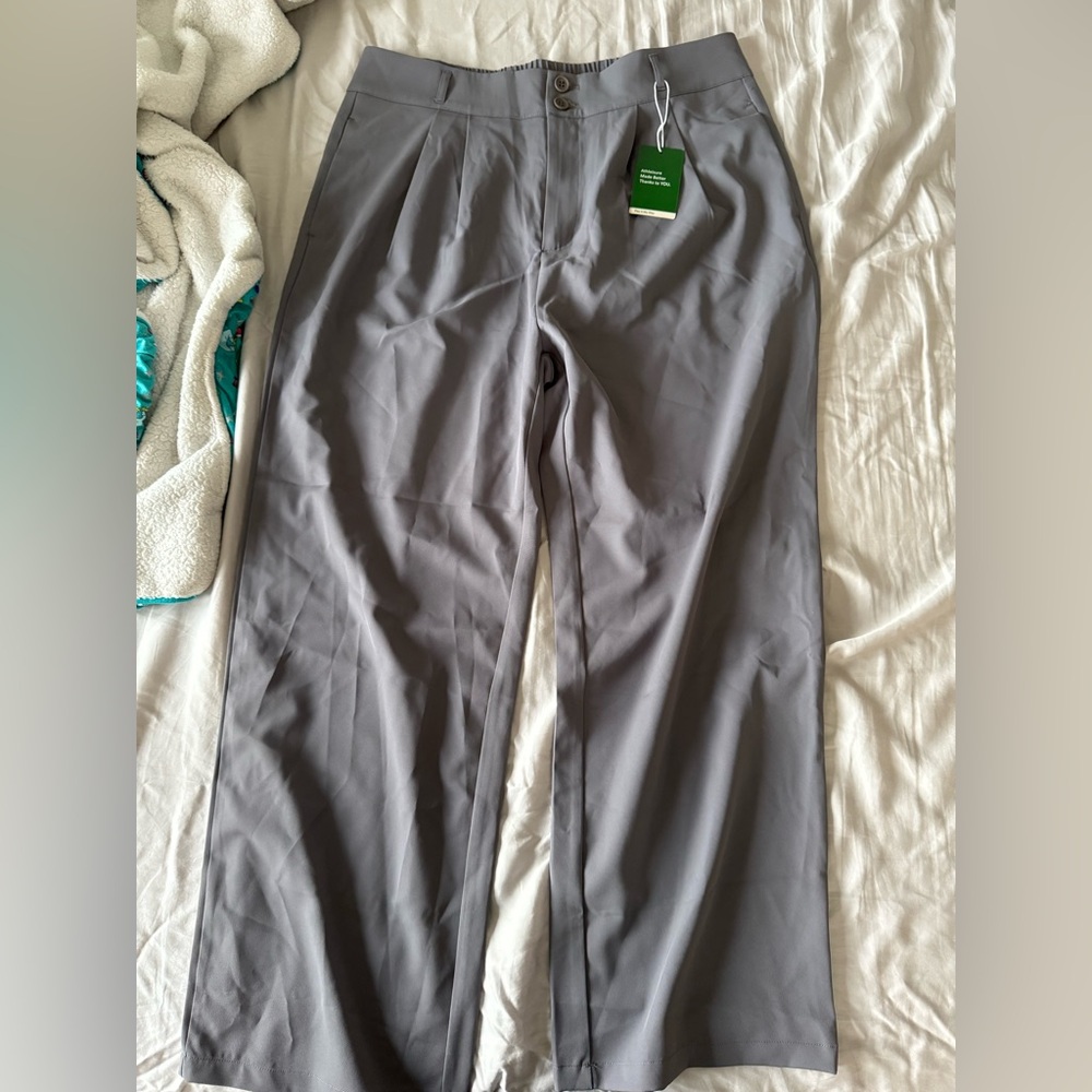 Halara High Waisted Button Zipper Side Pocket Shirred Straight Leg Work Pants 👖 - Picture 6 of 6